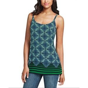 Cabi Blue Tribal Print Cami Blue/Green Lined  Style #107 Top Blouse Career XS